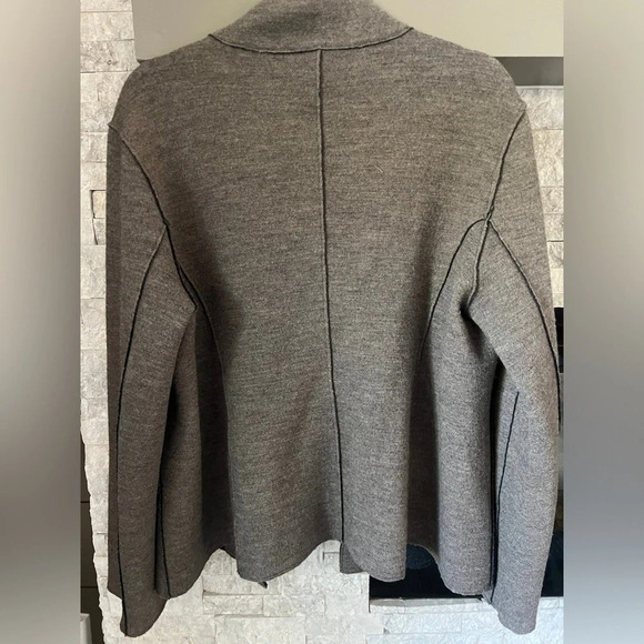 Eileen Fisher Brownish Gray Merino Wool jacket size large - Picture 10 of 16